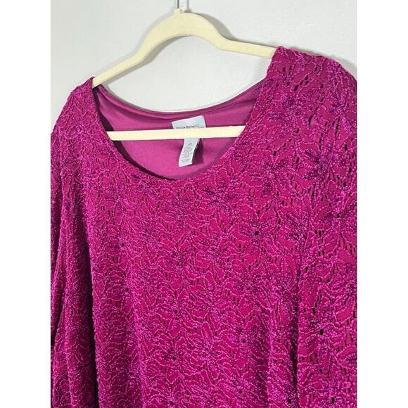 Catherines Floral Top 2X Pink Coquette Feminine Boho Western Retro 80s Workwear - Picture 5 of 11